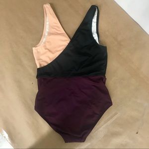 Solid + Striped one piece bathing suit